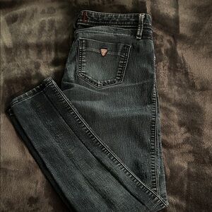 Guess Black Washed Skinny Jeans with Logo Tab